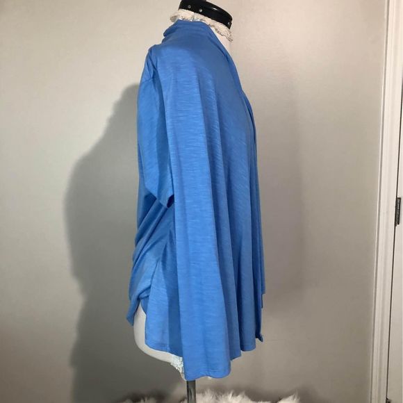 XL Kim Rogers Womens Long Sleeve Blue Layered look Blouse Lace In Back C5046 - Picture 4 of 6